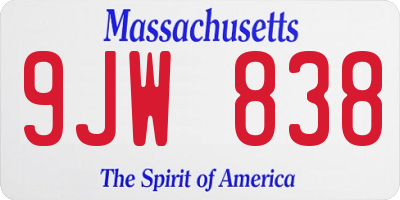 MA license plate 9JW838