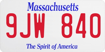 MA license plate 9JW840