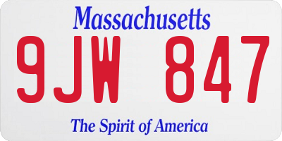 MA license plate 9JW847