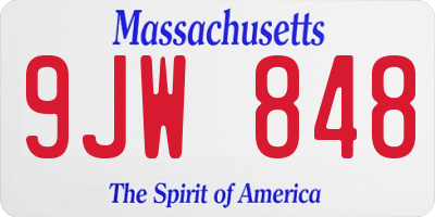 MA license plate 9JW848