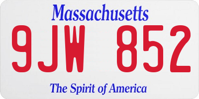 MA license plate 9JW852