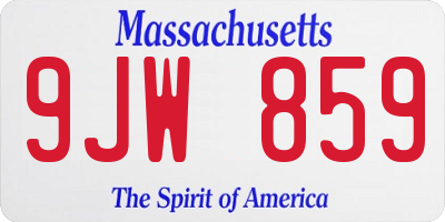MA license plate 9JW859