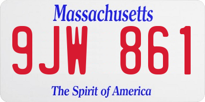 MA license plate 9JW861
