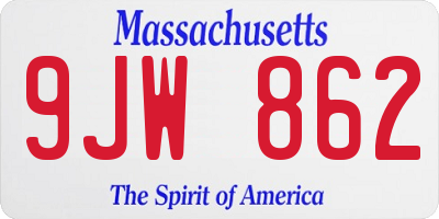 MA license plate 9JW862