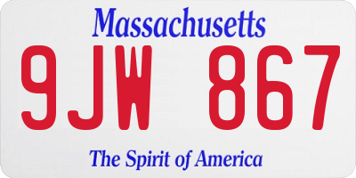 MA license plate 9JW867