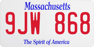 MA license plate 9JW868