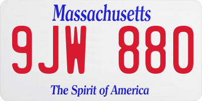 MA license plate 9JW880