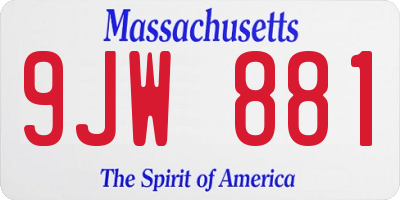 MA license plate 9JW881