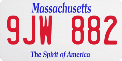 MA license plate 9JW882