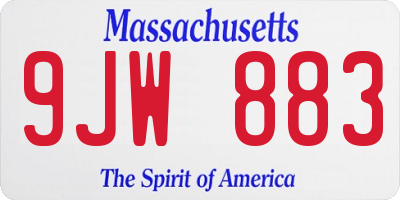MA license plate 9JW883