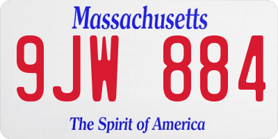 MA license plate 9JW884
