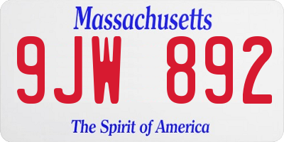 MA license plate 9JW892