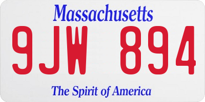 MA license plate 9JW894