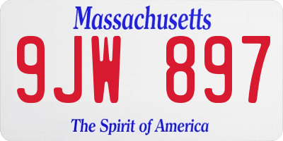 MA license plate 9JW897