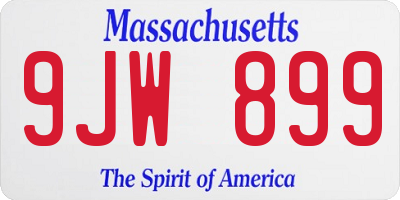 MA license plate 9JW899