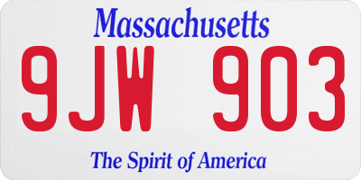 MA license plate 9JW903