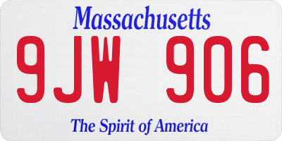 MA license plate 9JW906