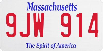 MA license plate 9JW914