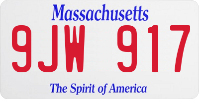 MA license plate 9JW917