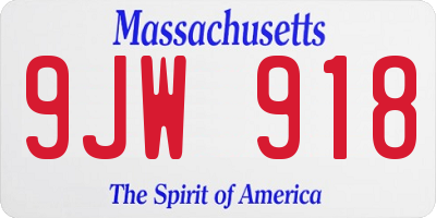 MA license plate 9JW918