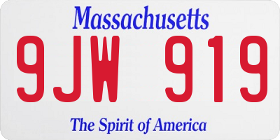 MA license plate 9JW919