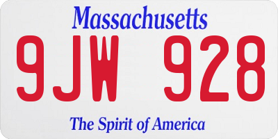 MA license plate 9JW928