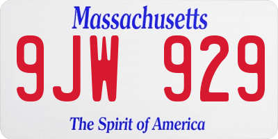 MA license plate 9JW929