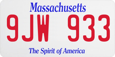 MA license plate 9JW933