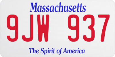 MA license plate 9JW937