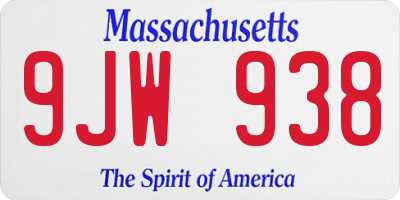 MA license plate 9JW938