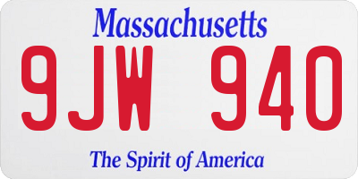 MA license plate 9JW940