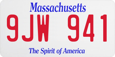 MA license plate 9JW941
