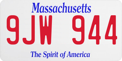 MA license plate 9JW944