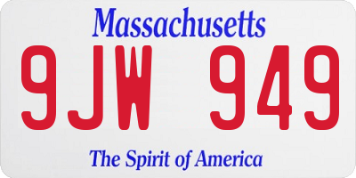 MA license plate 9JW949