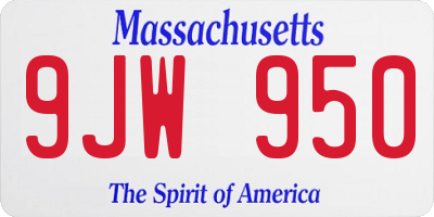 MA license plate 9JW950