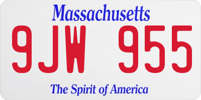 MA license plate 9JW955