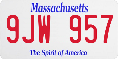 MA license plate 9JW957