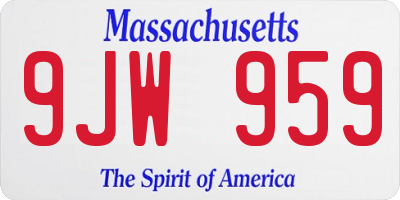 MA license plate 9JW959