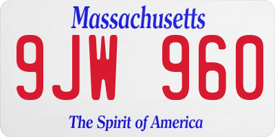 MA license plate 9JW960