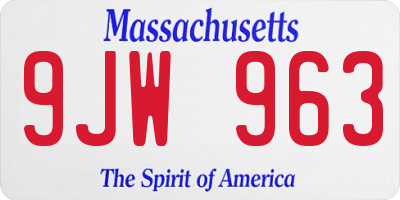 MA license plate 9JW963