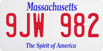 MA license plate 9JW982