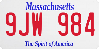 MA license plate 9JW984