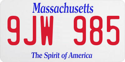 MA license plate 9JW985
