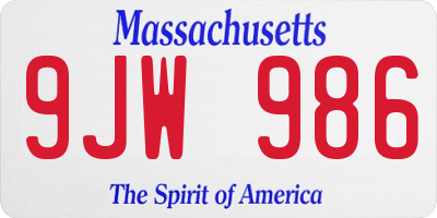 MA license plate 9JW986