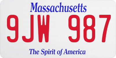 MA license plate 9JW987