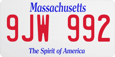 MA license plate 9JW992
