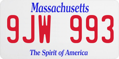 MA license plate 9JW993