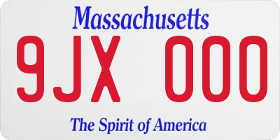 MA license plate 9JX000