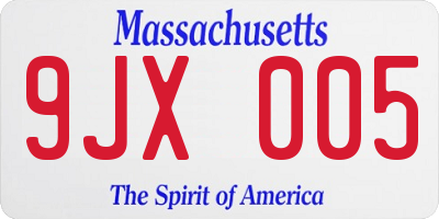 MA license plate 9JX005