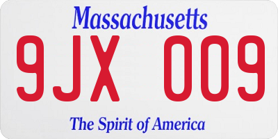 MA license plate 9JX009